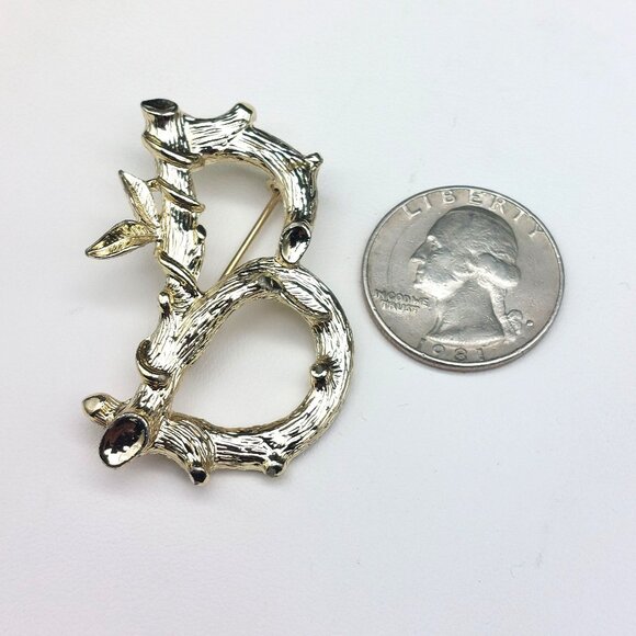 Vintage Sarah Coventry Gold Tone Bamboo Style Letter B Initial Monogram Pin Broo - Picture 2 of 4